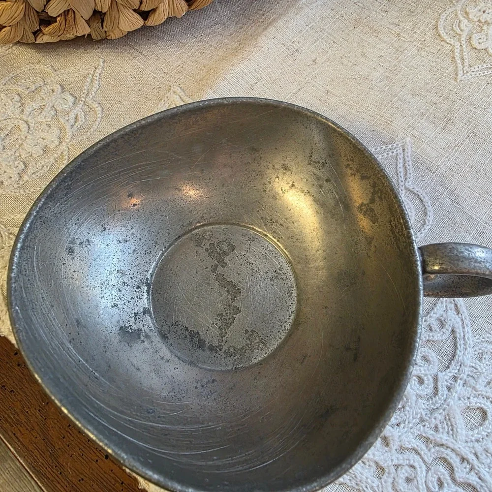 Preisner Pewter Porringer Bowl 2162 Silver Vintage Handled cup Trinket Dish 4.5